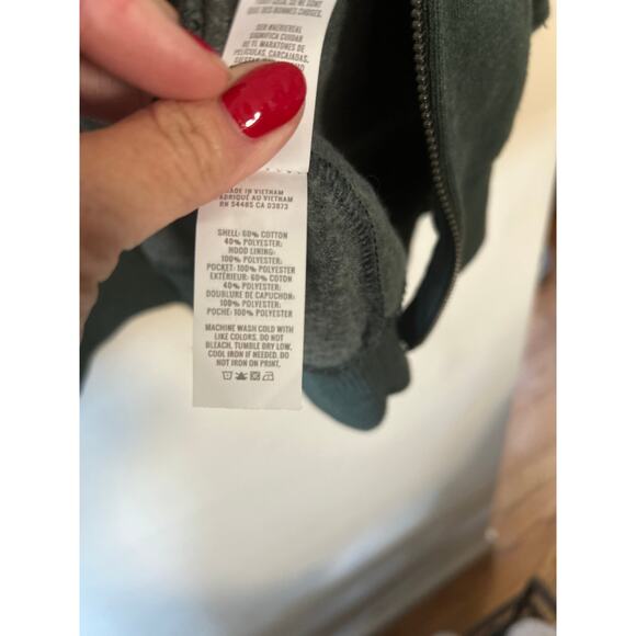 $60 Aerie Cotton Blend Fleece Zip Up Sweatshirt Hoodie Sze Medium Sage Green NWT - Picture 7 of 13